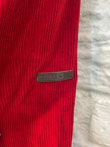 Chaqueta Camisa Lauren Ralph Lauren Para Mujer Roja Pana Cremallera Completa Talla L - Imagen 5 de 8
