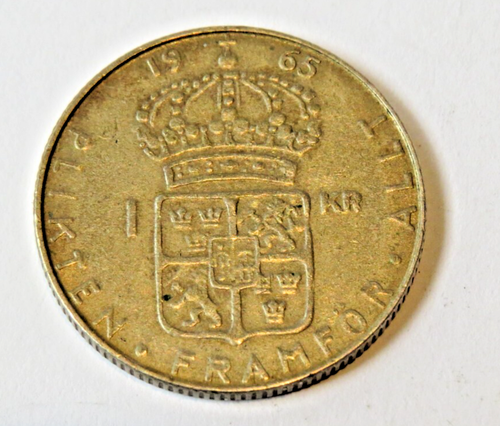 1965 U Sweden 1 Krona Coin - Picture 2 of 2