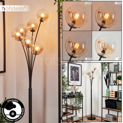 Schlaf Wohn Zimmer Kugelleuchte modern Dimmbare Steh Lampe bernsteinfarben Klar