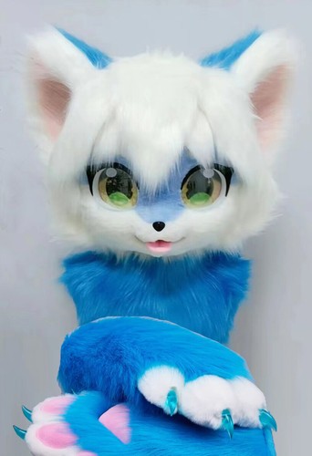 Fursuit Husky Fox Mascot (head + PAWS) Halloween Party Fur Cosplay 109# - Picture 3 of 5
