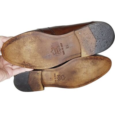 Lane Crawford Men 41/8 Made In Italy Brown Leather Italian 