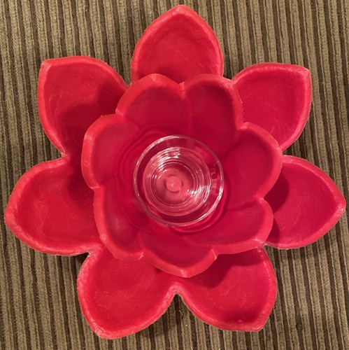 10 Rare Vintage Large Plastic Floating Lotus Pool Candle Holder & Glass Votives! - Picture 12 of 15