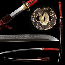 Hand Forged Katana Sword Clay Tempered T10 Steel Real Choji Hamon Razor Sharp