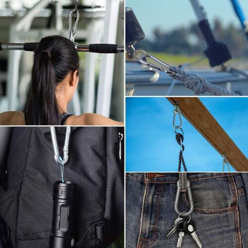 4PCS M6-M14 Carabiner Clip Heavy Duty 304 Stainless Steel Spring Snap Hooks Clip - Picture 3 of 3