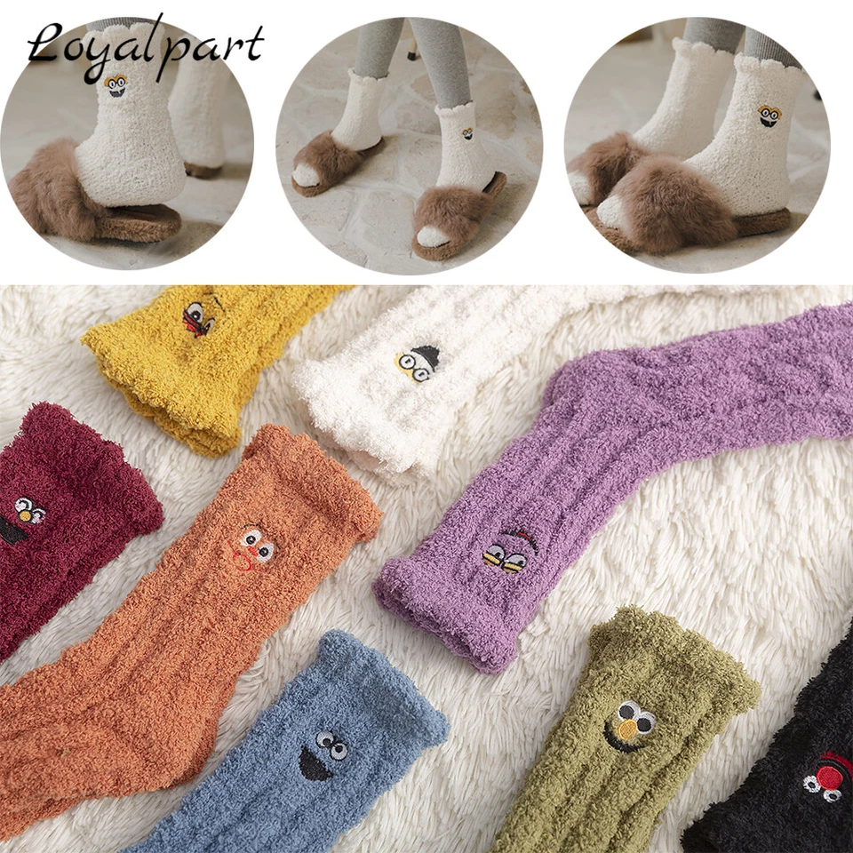 Mujeres Coral Terciopelo Calcetines Moda Invierno Lindos Animales Dibujos Animados Niña Regalo de Navidad Nuevo Foto 2 de 4
