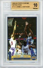 CARMELO ANTHONY 2003 Topps Chrome Refractor Base & Topps BGS 10 PRISTINE RC LOT