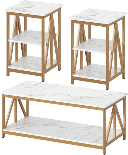 3 Piece Living Room Table Set Coffee Table Set with Large Storage for Home - Picture 20 of 44