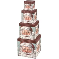 Stacking Santa Box Set, 4 boxes w/lids, Primitives by Kathy NEW