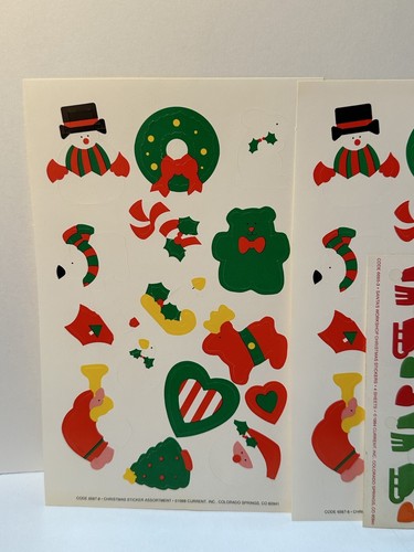 Vtg 1980s Current Christmas Holiday Sticker Sheet Assortment 5 Sheets 1984 1988 - Picture 3 of 8