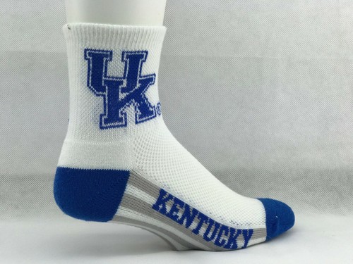 Kentucky Wildcats White & Gray Striped Bottom Deuce Quarter Socks - Picture 2 of 2