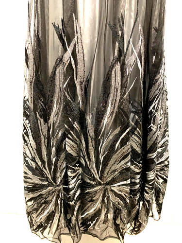 New CALVIN KLEIN BLACK SILVER Embroidery Exquisite Formal Long Dress size 10 - Picture 5 of 7