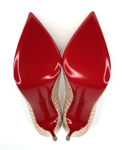 CHRISTIAN LOUBOUTIN Kate 100 mm décolleté in pelle di serpente di coccodrillo goffrate EU 40 - Foto 5 di 12