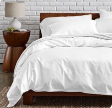 100 Organic Cotton King/California King Duvet Cover Set - Crisp Percale Weave -