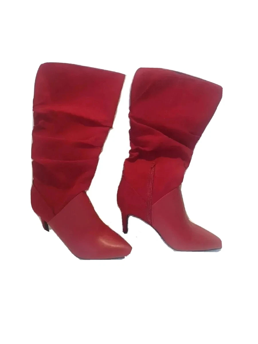 Dorothy Perkins High heel Boots Size 4 Red Leather Suede Calf