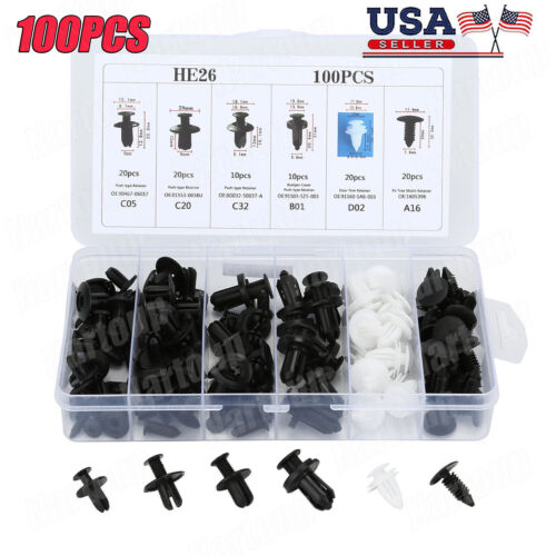 for Nissan 100 Pcs Box Set Bumper Fender Liner Push Type Retainer Clips Fastener - Picture 1 of 16