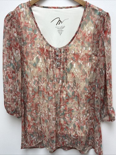 Miracle Body by Miracle Suit Tunic Inner Support Liner 3/4 Sleeves Floral Medium - Picture 5 of 6