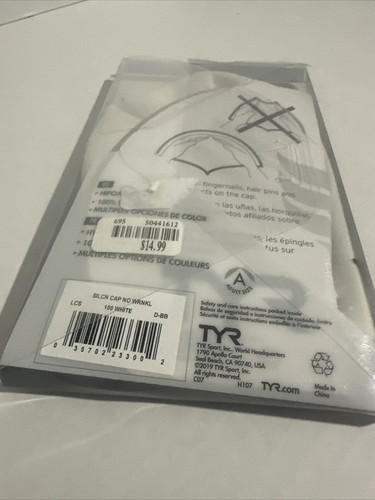 TYR Wrinkle Free Silicone Swim Cap White - Picture 7 of 9