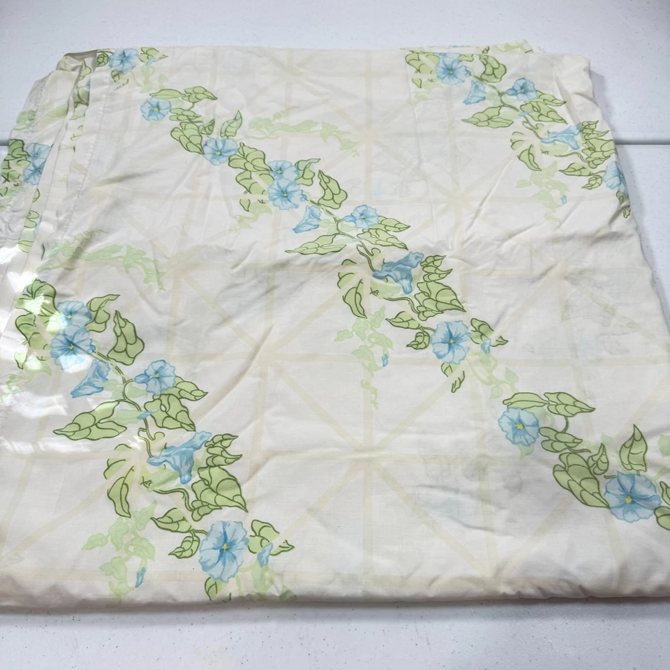 wamsutta king sábana plana azul verde floral rayas diagonales mezcla ee. uu. mcm retro Foto 2 de 4