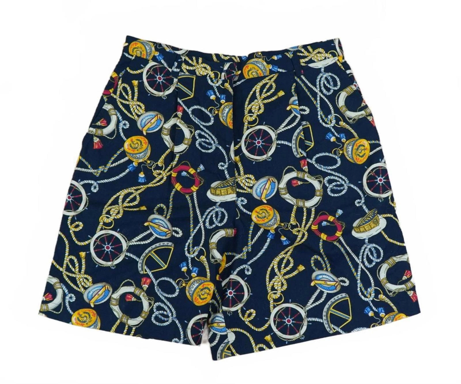 Vintage Jones New York Sport Nautical Short Size M Navy Linen Cotton High Waist