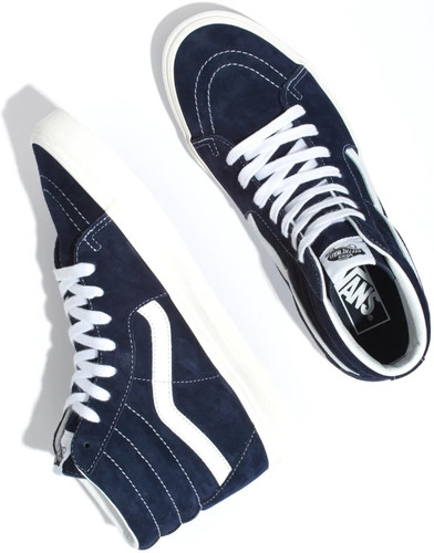 Zapatos de skate clásicos para hombre VANS Sk8-Hi (gamuza de cerdo) parisinos de noche/blancos talla 11,5 - Imagen 3 de 6