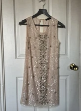Rise dress uk 10 pale pink stunning embellished flapper style party cocktail eve