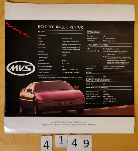 MVS VENTURI Prospectus Fr 1987 6 pages - Imagen 4 de 4