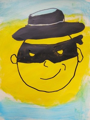 Abstract Expressionism 9 x 12 Bandit Colorful  Painting Modern Street Art