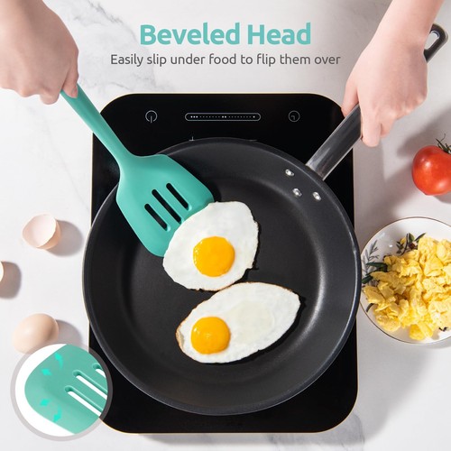 13.6" Slotted Silicone Turner: 600ºF Heat Resistant Kitchen Spatula Flipper, ... - Picture 9 of 9