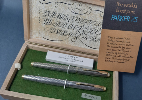 Parker 75 925 SOLID SILVER ARGENTO 14K gold nib CISELE stilografica e Pen