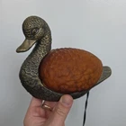 Vintage Tiffany Style Amber Glass Lighted Duck Table Lamp