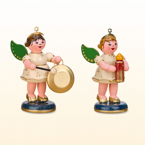 Neu 2024 Hubrig Engel mit Gong & Engel mit Kerzenschein 6,5cm Fachhandel Erzgeb. - Bild 1 von 3