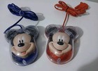 Souris ordinateur vintage rétro Disney Mickey Mouse X2 rouge et bleu rare