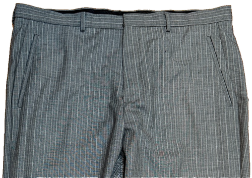 Pantalone Calvin Klein uomo 38x30 grigio a righe 100% lana piatto davanti pantaloni preppy - Foto 2 di 8
