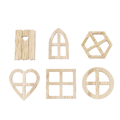 100pcs Wood Window Cutouts Hand Crafted Unfinished Wood Slices For Kids Crafts - Picture 14 of 22