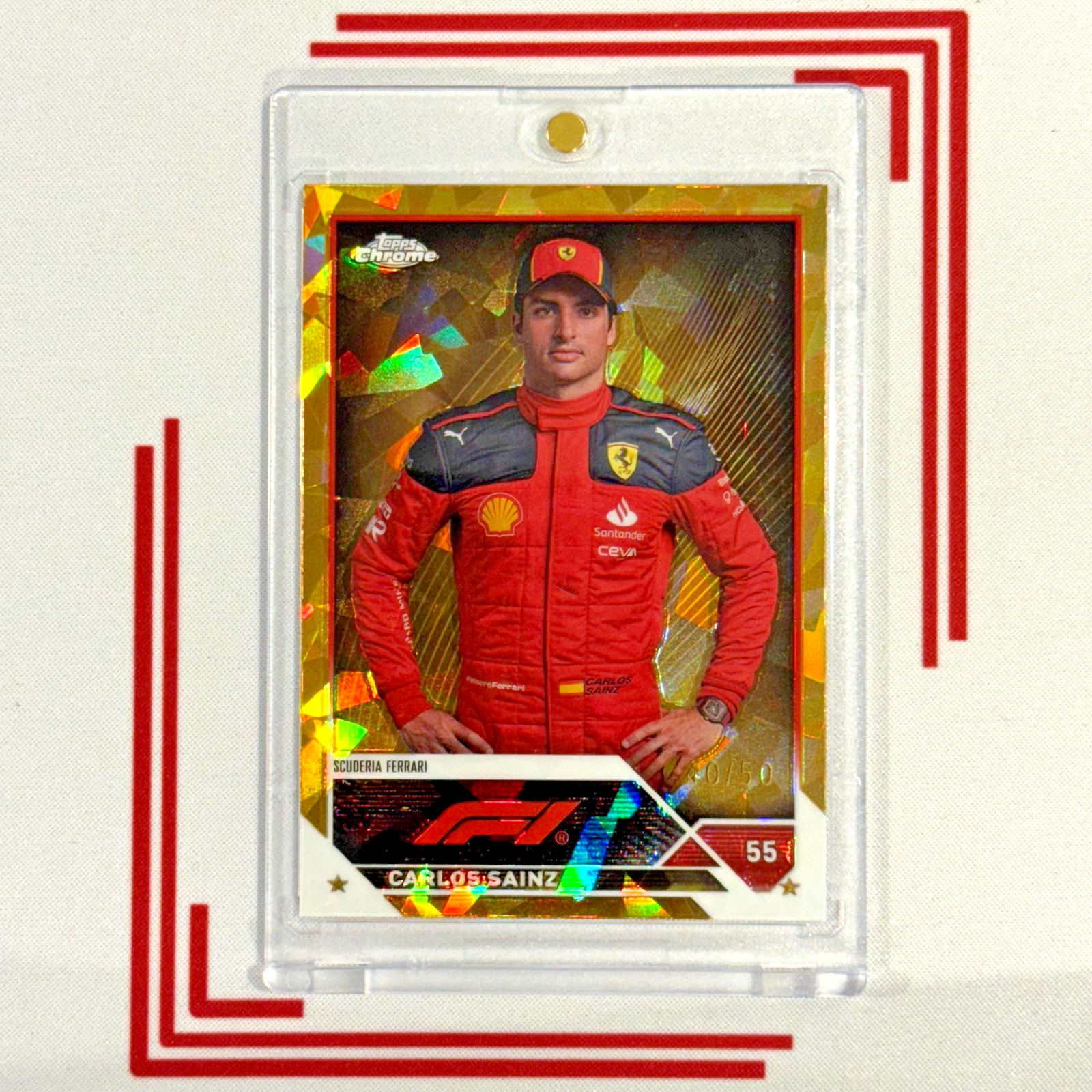 2023 Topps Chrome F1 Formula 1 #17 CARLOS SAINZ Gold Sapphire /50