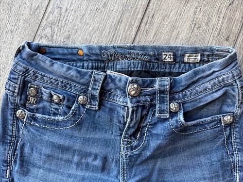 Miss Me Women’s Jeans Size 24 Rhinestone Pocket Designs Boot Cut - Picture 3 of 5