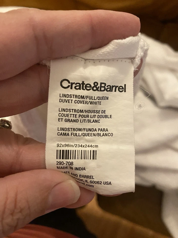 Funda nórdica Crate & Barrel Lindstrom algodón blanco reina 100 % algodón texturizado Foto 3 de 4