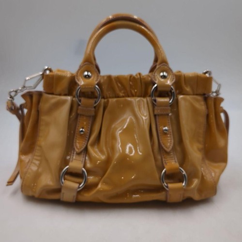 miu miu vitello lux 2way yellow archive camel leather handbag shoulder strap - Picture 3 of 18