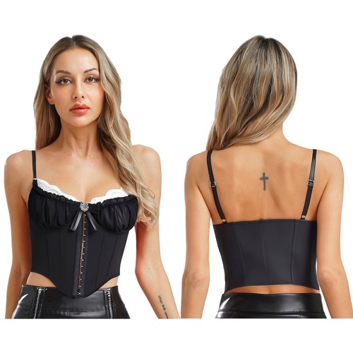 Women Tank Evening Tops Detachable Camisole Patchwork Crop Lingerie Hot Cami - Picture 19 of 46