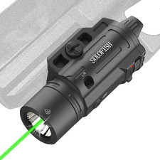 1500Lm Slidable Pistol Light and Green Beam Combo with Strobe/Momentary, Recharg