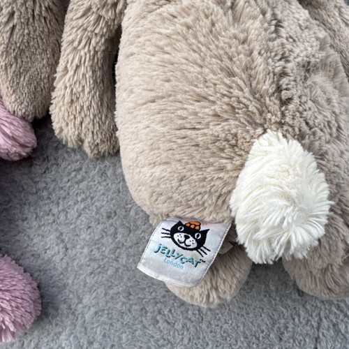 Lot of 2 Jellycat Bunnies - Pink And Brown 12in - Picture 3 of 5