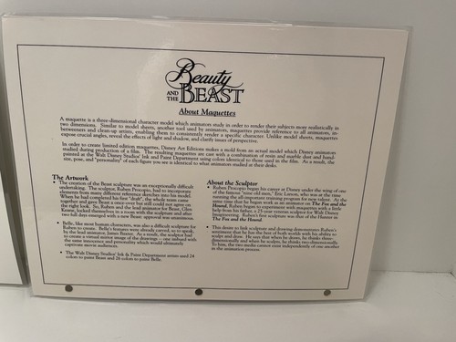 Lot Of 2 Disney Beauty & The Beast Laminated Cel/sericel/maquette Promo Page - Picture 5 of 8