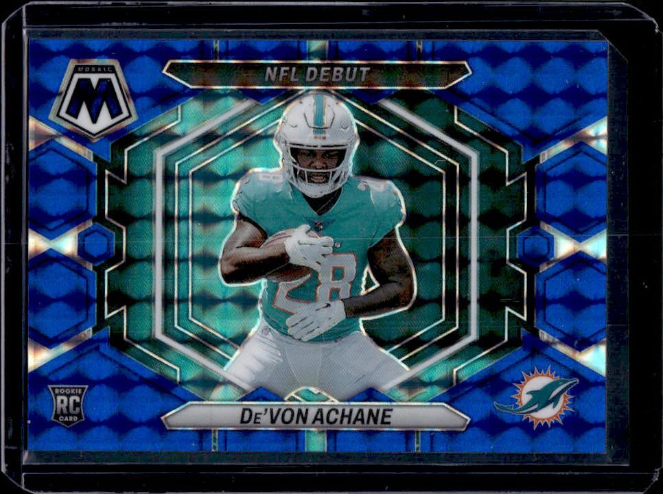 2023 Mosaic De'Von Achane RC Blue Mosaic Prizm NFL Debut #43/99 Dolphins