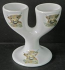 Highland cow design double egg cups. Porcelain eggcup for 2 boiled eggs