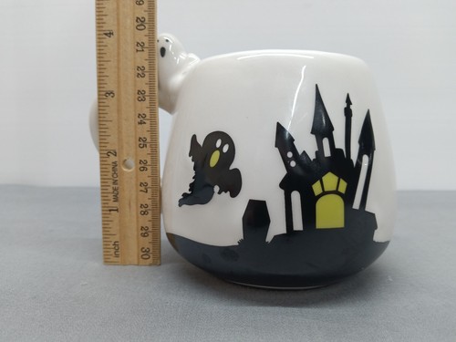Halloween Ghost Handle Coffee Mug Spooky Haunted House Graveyard Eccolo - Picture 10 of 11