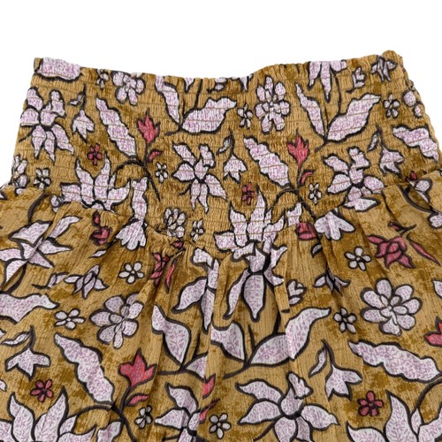 Aerie Shorts XS gesmokt Blumen hoher Bund weites Bein Bohemian Freizeit Pull On gelb - Bild 2 von 5