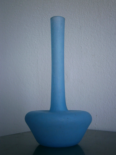 Petit Vase Coloquinte Art Déco Pâte de verre Bleu Art Verrier c-1930 Ancien - Imagen 2 de 9