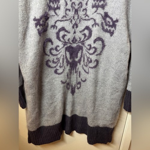 Disney Haunted Mansion Knit Open Front Longline Purple Grey Cardigan Sweater S - Picture 12 of 14