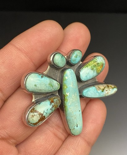 Della & Francis James Navajo Sterlingsilber Türkis Schmetterling Anhänger Brosche - Bild 4 von 5