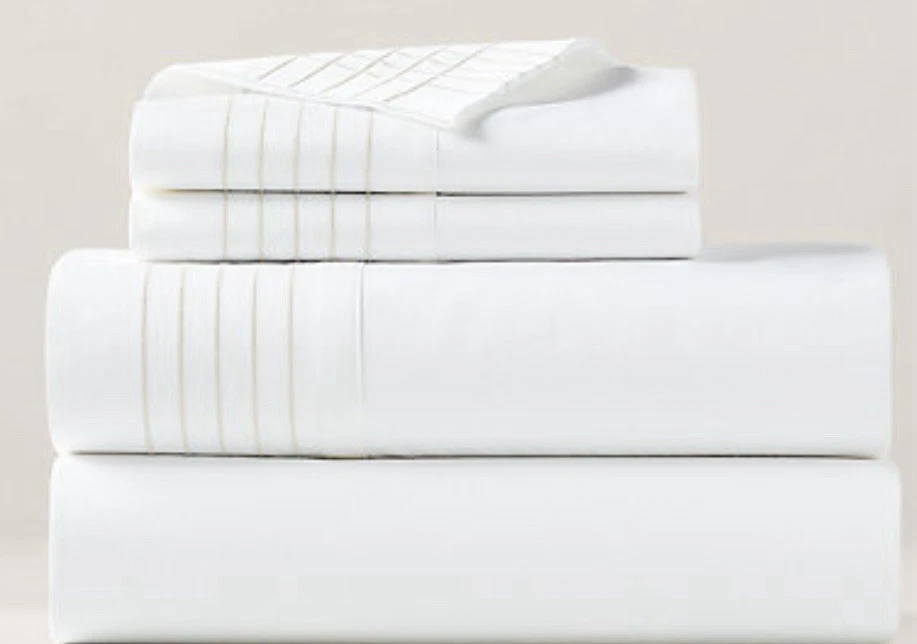 Ralph Lauren 100% Organic Cotton Embroidered Platinum Queen Flat Sheet Reg $215 - Image 2 of 4